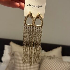Free People Drape Chain Fringe Earrings in Gold